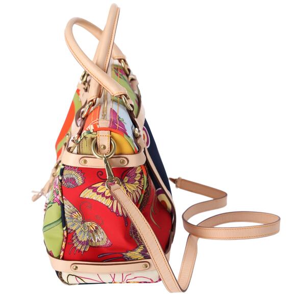 Salvatore Ferragamo Gancini Handbag Cream Beige Multi Nylon Leather - Picture 2 of 7